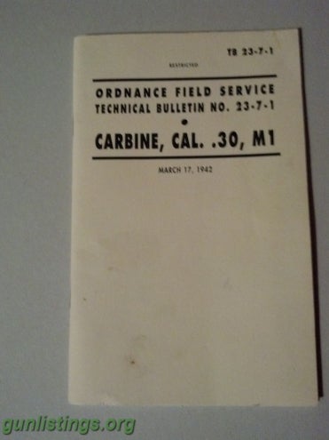Accessories M1 Carbine Ordnance Service Manual