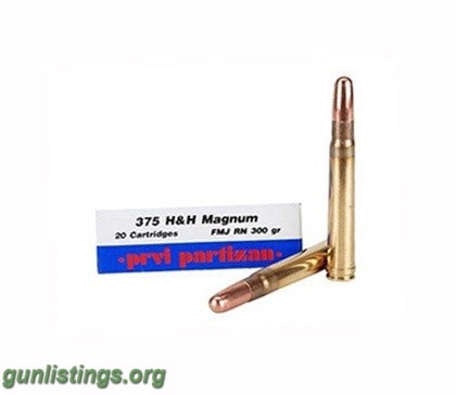 Ammo 200 Rounds 375 H&H PPU Ammo