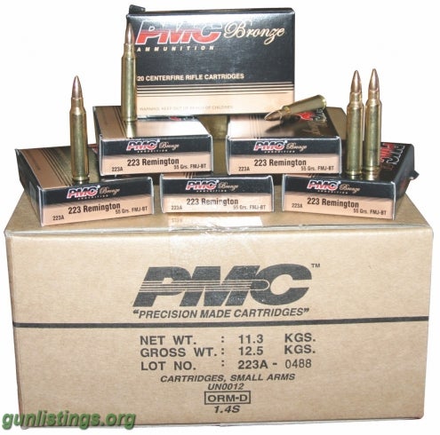 Ammo 500 Rnds PMC .223 Bronze 55GR FMJ 223
