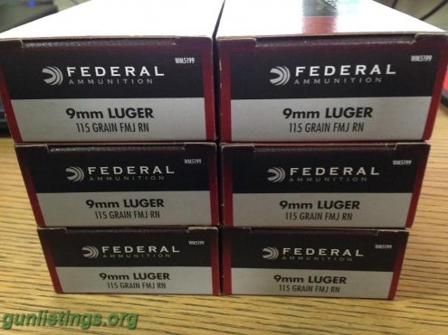 Ammo 9MM - 6 BOXES(300 ROUNDS)