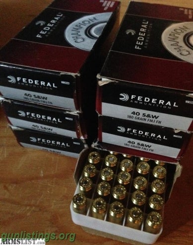 Ammo Federal Champion 40 S&W 180 Grain FMJ FN 300 Rounds
