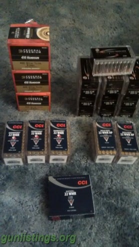 Ammo For Sale 22 Magnum Ammo And .410 Ammo