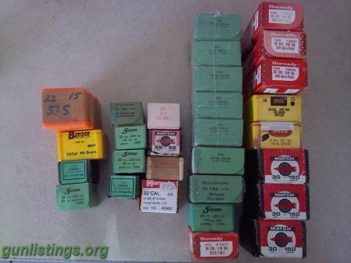 Ammo RIFLE BULLETS,.224 & .308 Dia. Various Brands