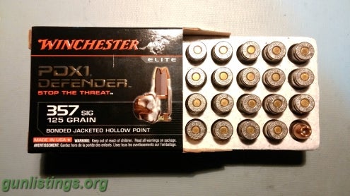 Ammo WINCHESTER PDX1 357 SIG 125 GRAIN JHP AMMO - BOX OF 20