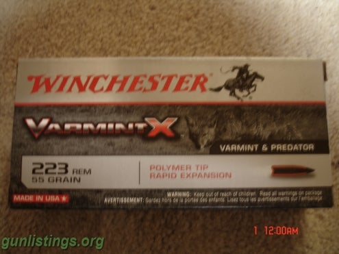 Ammo WINCHESTER VARMINT X 55 GR POLYMER TIP  223