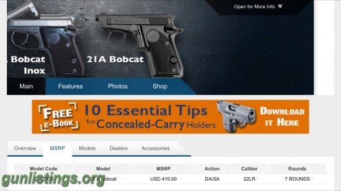 Pistols Beretta 21A .22 Lr