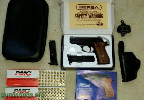 Pistols Bersa .380 In Box, Carry Holster, 2 Clips, Lock, + More