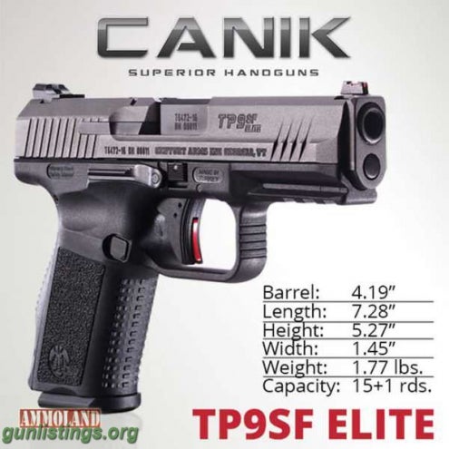 Pistols Canik TP9SF ELITE 9mm Handgun (NEW)