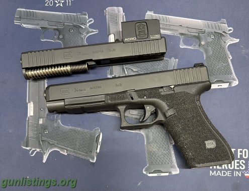Pistols Glock 34 W/extra Slide Optic