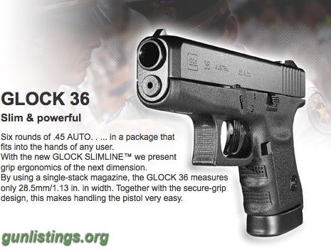 Pistols GLOCK G36 45ACP SLIMLINE SEMI-AUTO