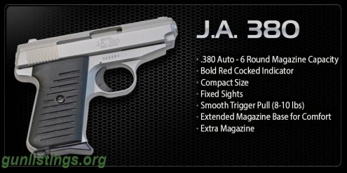 Pistols JIMENEZ ARMS J.A. .380 6 SHOT SEMI-AUTO COMPACT