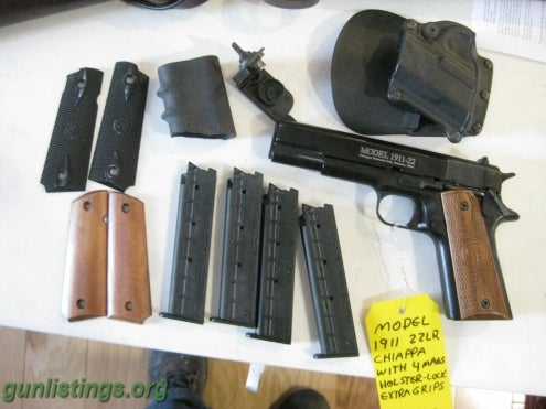 Pistols Model 1911 Chiappa 22lr & 4 Mags Holster Extra Grips