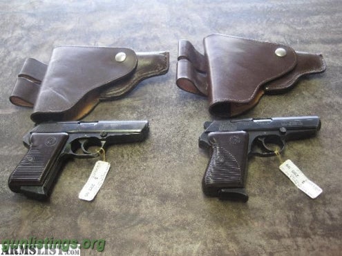 Pistols PAIR OF RARE CZ VZ50 32CAL PISTOLS W HOLSTERS-$299 EACH