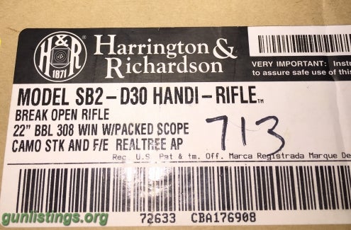 Rifles H&R 308 Single Shot