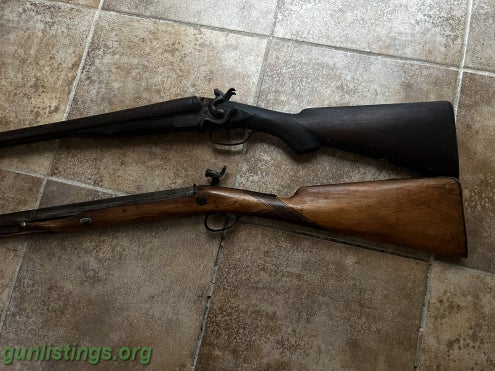 Shotguns Vintage Side By Side&flintlock Rifle