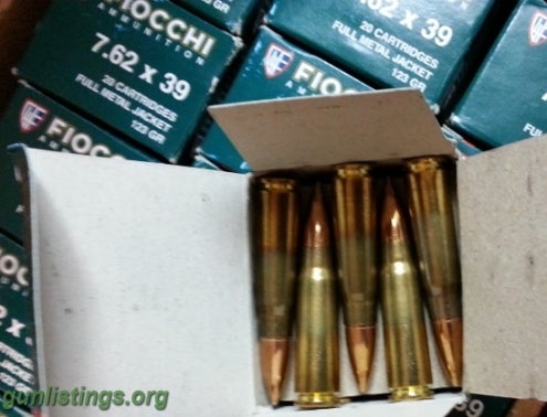Ammo 500 Rounds Fiocchi 7.62 X 39mm Ammo Brass-cased Boxer