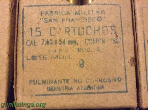 Ammo 513 Rounds Of 7.65x54 Argentine Mauser Ammo