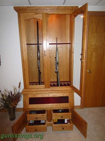 Misc Custom Built Oak Gun Cabinet