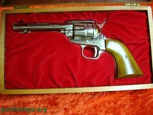 Pistols COLT SAA NICKEL SCOUT 22 W WOOD PRESENTATION CASE