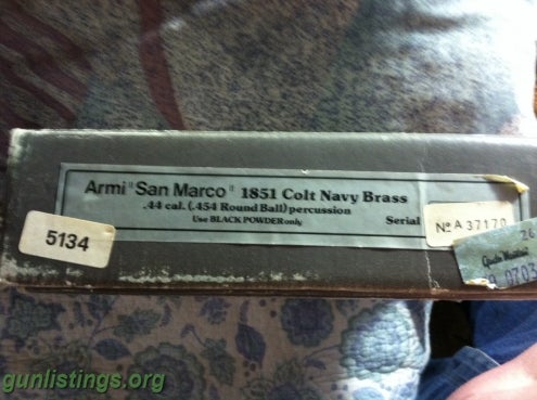 Misc Armi San Marco 1851 Colt Navy Brass .44 Cal Black Powde