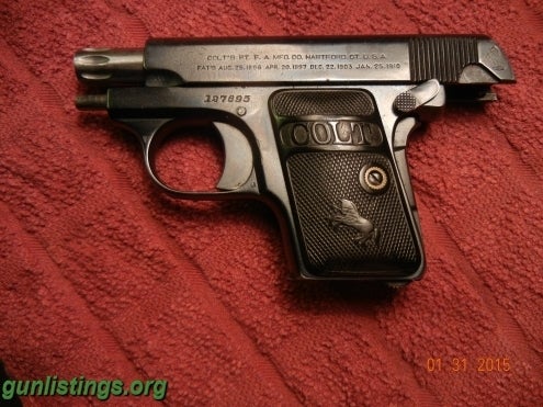 Pistols Colt 1908 .25 Caliber Automatic Vest Pistol