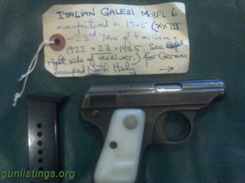 Pistols Italian Galesi Model 6 .25acp/6.35 Mm