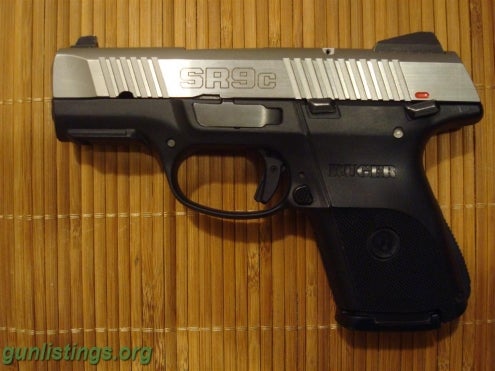 Pistols Stainless Ruger SR9c NIB With Meprolight Night Sights