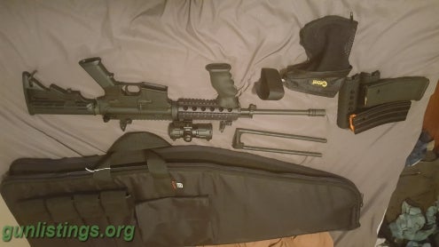 Rifles AR-15 W/ Quad, Scope, Flip Irons, Forward Grip