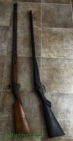 Shotguns Vintage Side By Side&flintlock Rifle