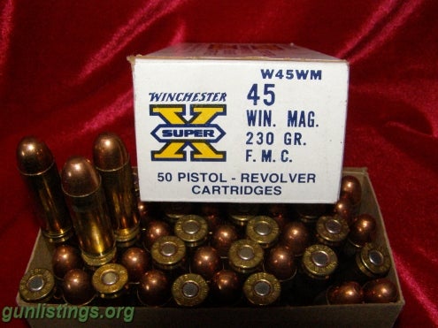 Ammo 45 Win Mag Box Of 50 Cartridges