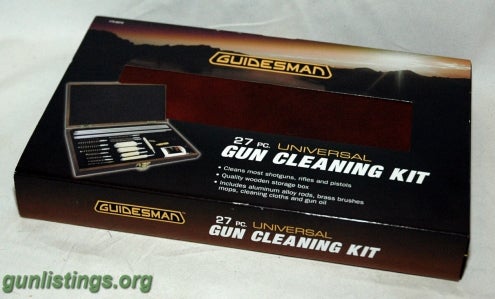 Ammo Guidesman 27 Pc Universal Gun Cleaning Kit Wood Box Mos