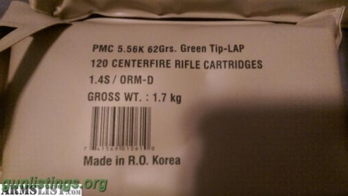 Ammo PMC Green Tip 62gr LAP 120 Round Battle Packs