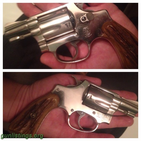 Pistols 1974 S&w Mod 36 Chief Special Nickle Stag Grips