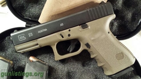 Pistols Glock 23 Black/tan With Extras And Ammo