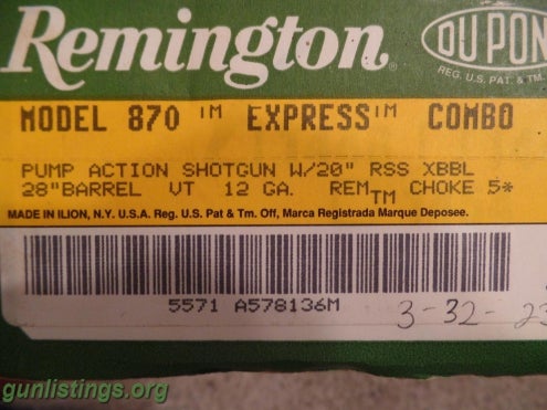 Shotguns NIB Remington 870 Combo 12 Ga Mag Rifled Slug & Bird