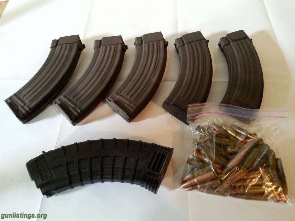 Accessories 6 Ak 47 Magazines And 48 Rounds Of 7.62x39mm Ammo
