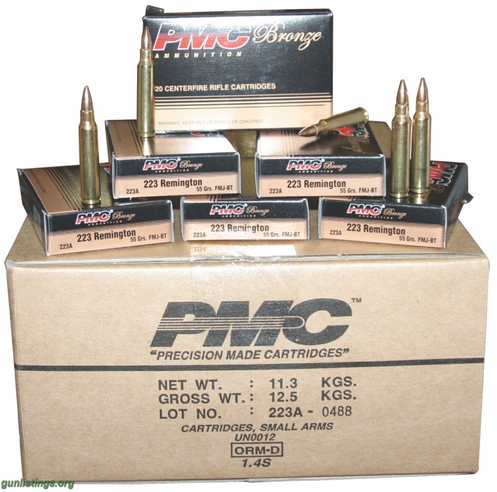Ammo 500 Rnds PMC .223 Bronze 55GR FMJ 223