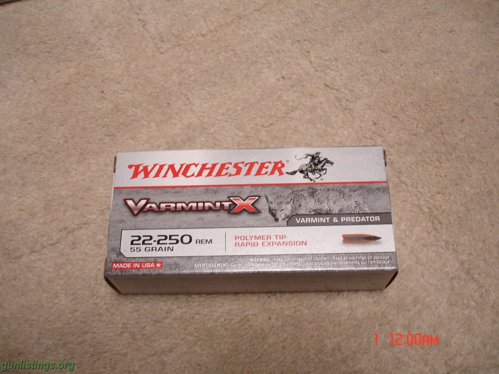 Ammo WINCHESTER VARMINT X  55 GR POLYMER TIP 22-250
