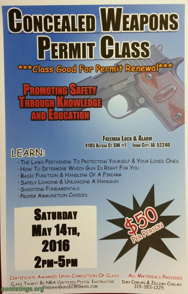 Events Iowa Concealed Carry Class