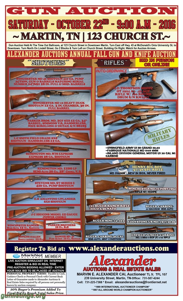 Events Live And Online Gun Auction October 22nd~ 9 AM