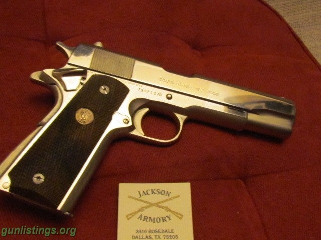 Pistols Colt Bright Nickel Series 70 Govt, Model .45 Auto