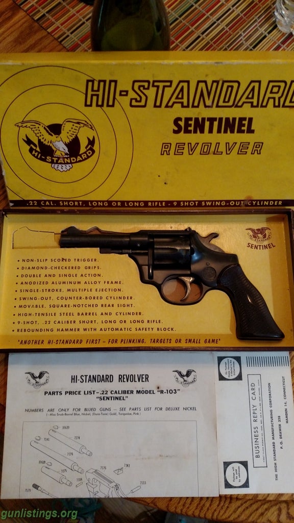 Pistols Hi Standard Sentinel 22 Cal