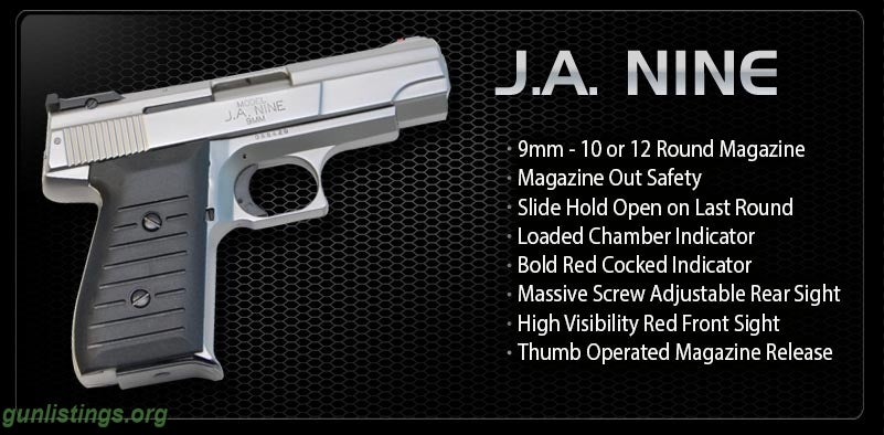 Pistols JIMENEZ ARMS J.A. NINE 12 SHOT 9MM SEMI-AUTO