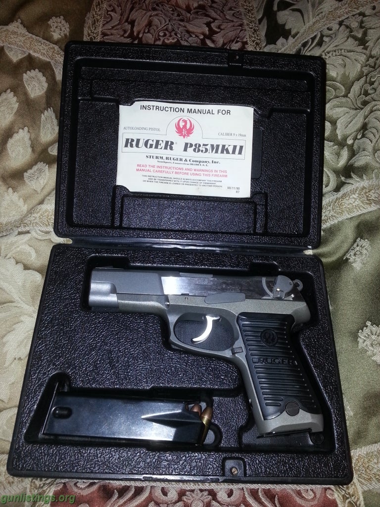 Pistols Ruger P85 MKII 9mm Stainless Handgun