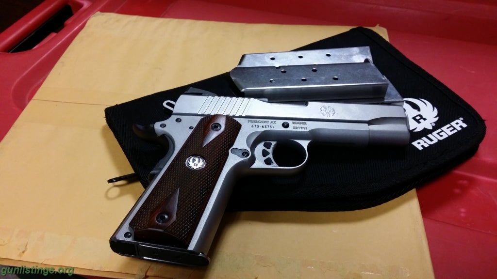Pistols Ruger SS 1911 Commander W/4 SS Ruger Mags And OWB Holst