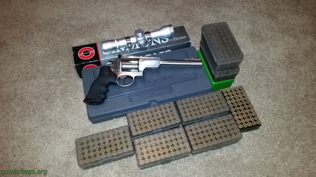 Pistols Ruger Super Redhawk, 44 Magnum, Ammo, Reloading, Scope