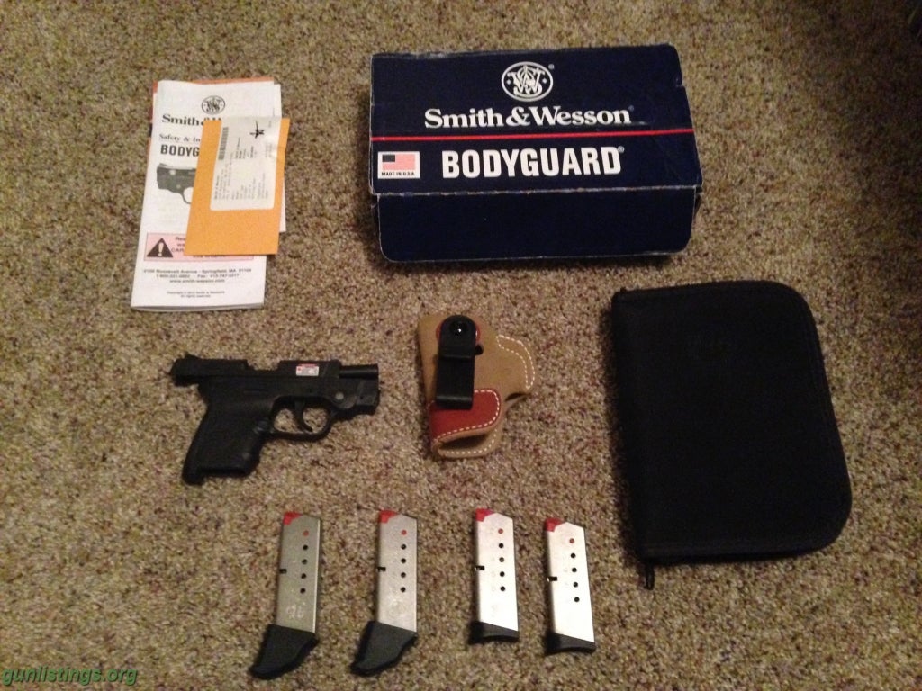 Pistols Smith & Wesson Bodyguard .380 +IWB Holster, Case,4 Mags