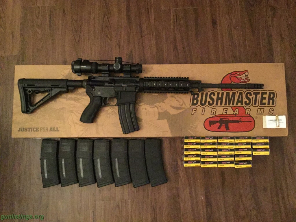 Rifles Bushmaster AR-15 Less Than 30 Days Old With Many Upgrad
