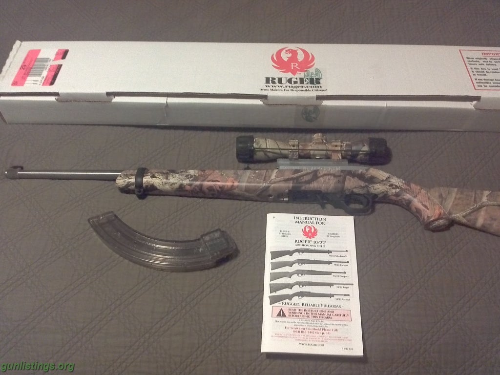Rifles Ruger 10/22 Camo Stock / Scope 10 & 30 Rd Mags