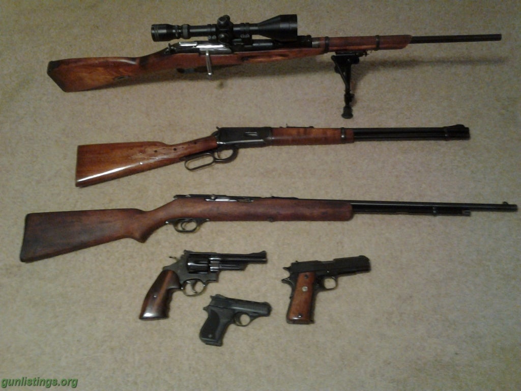 Rifles S&W 27-2 , 1911 , HP22a , 30-30 , Stevens 87A, Mosin